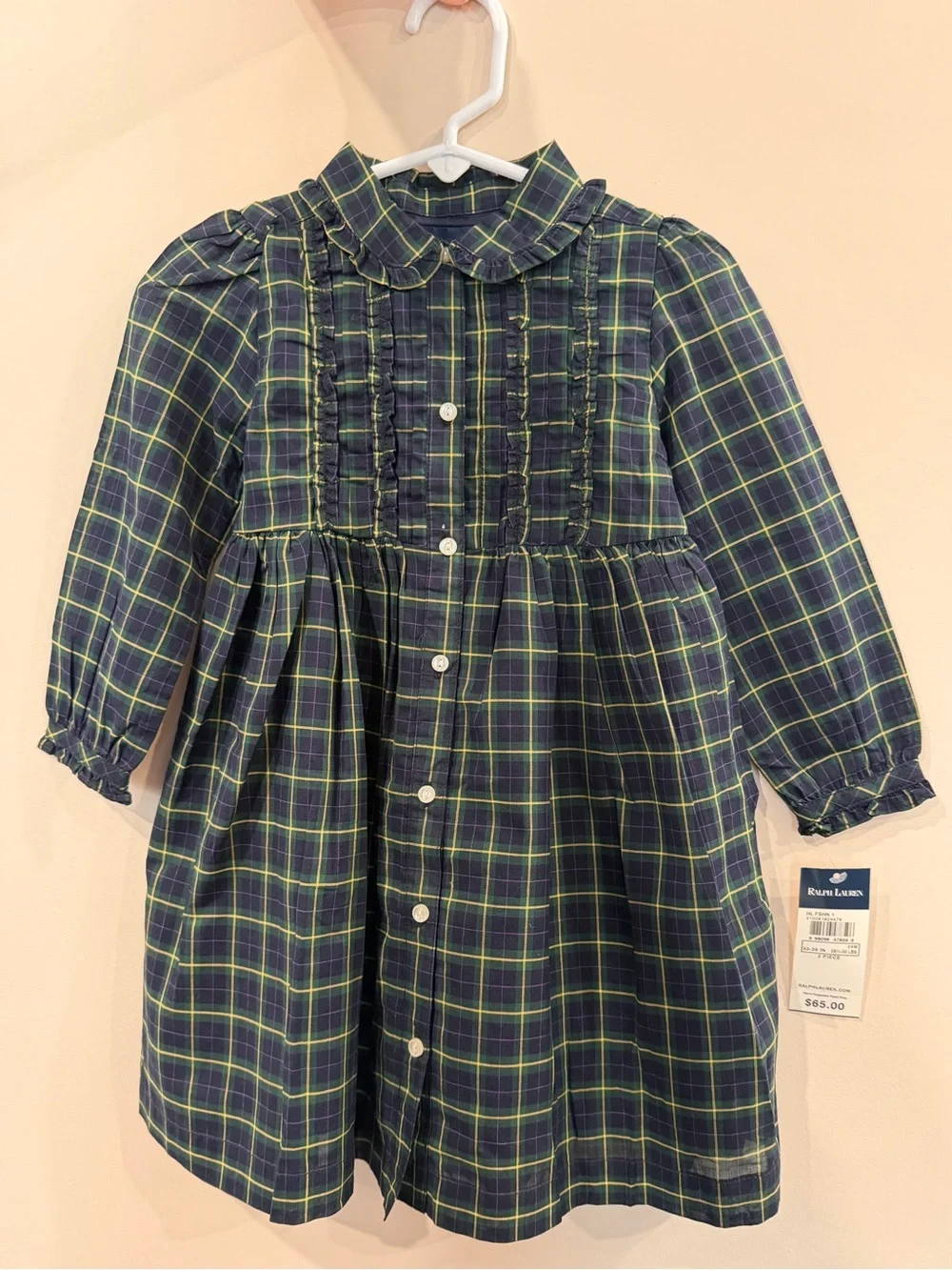Ralph Lauren Green & Navy Plaid Button-Front Dress
